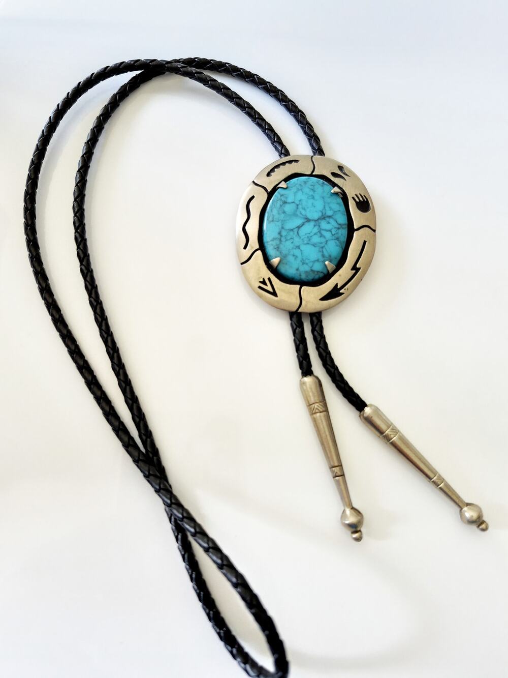 Vintage Southwest Bell Trading Post Faux Turquoise Bolo Tie